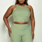 Plus Size Ribbed Cropped Tank Top And Biker Shorts Set