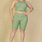Plus Size Ribbed Cropped Tank Top And Biker Shorts Set