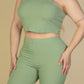 Plus Size Ribbed Cropped Tank Top And Biker Shorts Set