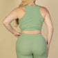 Plus Size Ribbed Cropped Tank Top And Biker Shorts Set