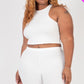 Plus Size Ribbed Cropped Tank Top And Biker Shorts Set