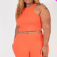 Plus Size Ribbed Cropped Tank Top And Biker Shorts Set
