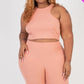 Plus Size Ribbed Cropped Tank Top And Biker Shorts Set