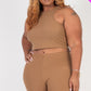 Plus Size Ribbed Cropped Tank Top And Biker Shorts Set
