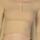 Ribbed Button Up Long Sleeve Crop Top