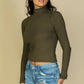 Ribbed Turtleneck Long Sleeve Top