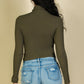 Ribbed Turtleneck Long Sleeve Top
