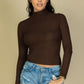 Ribbed Turtleneck Long Sleeve Top