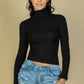 Ribbed Turtleneck Long Sleeve Top