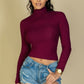Ribbed Turtleneck Long Sleeve Top