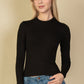 Ribbed Round Neck Long Sleeve Top