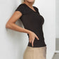 Ribbed V-neck Short Sleeve Top