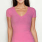 Ribbed V-neck Short Sleeve Top
