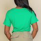 Tie Front Drawstring Short Sleeve Crop Top
