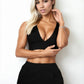 Ribbed Knit Plunge Neck Crop Top