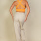 Ribbed Knit Plunge Neck Crop Top