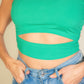 Ribbed Knit Cut Out One Shoulder Crop Top