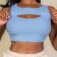 Ribbed Cut Out Front Crop Top