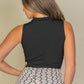 Ribbed Knit Ruched Side Sleeveless Top
