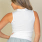 Ribbed Knit Ruched Side Sleeveless Top