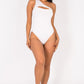 Ribbed Knit Cut Out One Shoulder Bodysuit