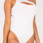 Ribbed Knit Cut Out One Shoulder Bodysuit