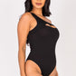Ribbed Knit Cut Out One Shoulder Bodysuit