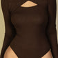 Front Cutout Long Sleeve Bodysuit
