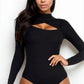 Front Cutout Long Sleeve Bodysuit