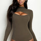 Front Cutout Long Sleeve Bodysuit