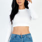 Crew Neck Long Sleeve Cropped Top