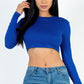 Crew Neck Long Sleeve Cropped Top