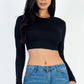 Crew Neck Long Sleeve Cropped Top