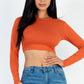Crew Neck Long Sleeve Cropped Top
