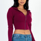 French Terry Crop Zip Up Hoodie