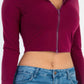 French Terry Crop Zip Up Hoodie