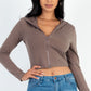 French Terry Crop Zip Up Hoodie