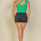 Ribbed One Shoulder Cross Strap Crop Top