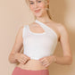Ribbed One Shoulder Cross Strap Crop Top