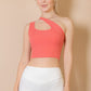 Ribbed One Shoulder Cross Strap Crop Top