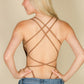 Sexy Solid Color Crisscross Back V-neck Bodysuit