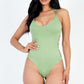 Sexy Solid Color Crisscross Back V-neck Bodysuit