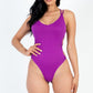 Sexy Solid Color Crisscross Back V-neck Bodysuit