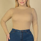 Plus Ribbed Turtle Neck Long Sleeve Bodysuit