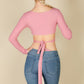 Cross Wrap Tie Front Rib Knit Crop Top