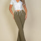 Ribbed Ruched Drawstring Surplice Top