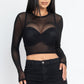 Sexy Sheer Mesh Long Sleeve Crop Top
