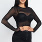 Sexy Sheer Mesh Long Sleeve Crop Top