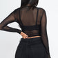 Sexy Sheer Mesh Long Sleeve Crop Top