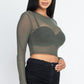 Sexy Sheer Mesh Long Sleeve Crop Top